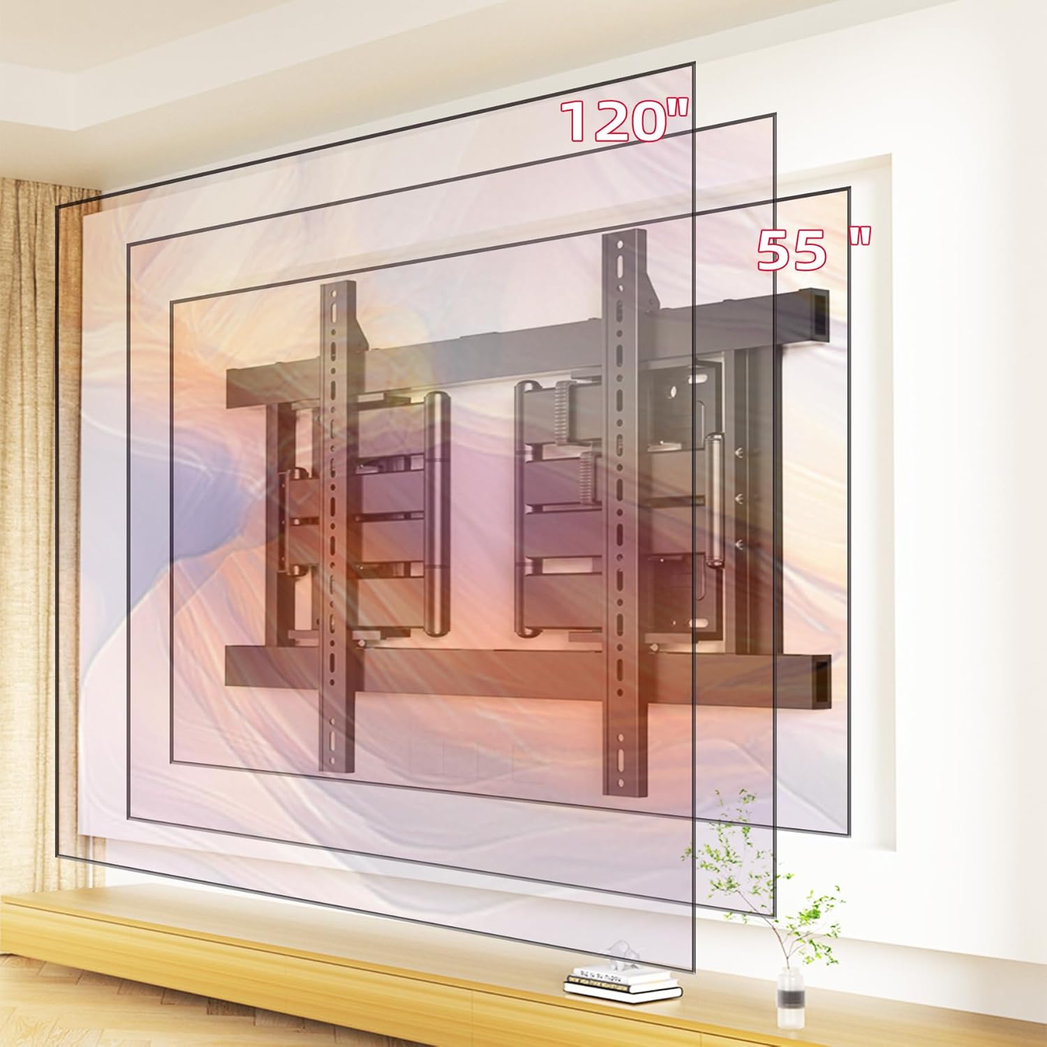 TV Wall Mount for 85 86 90 98 100 105 110 115 116 120 inch, Full Motion Corner TV Bracket for 55-120 inch LCD/LED/OLED Screen TVs Hold up to 298 lbs, Max VESA 800x600mm, Black, DY862