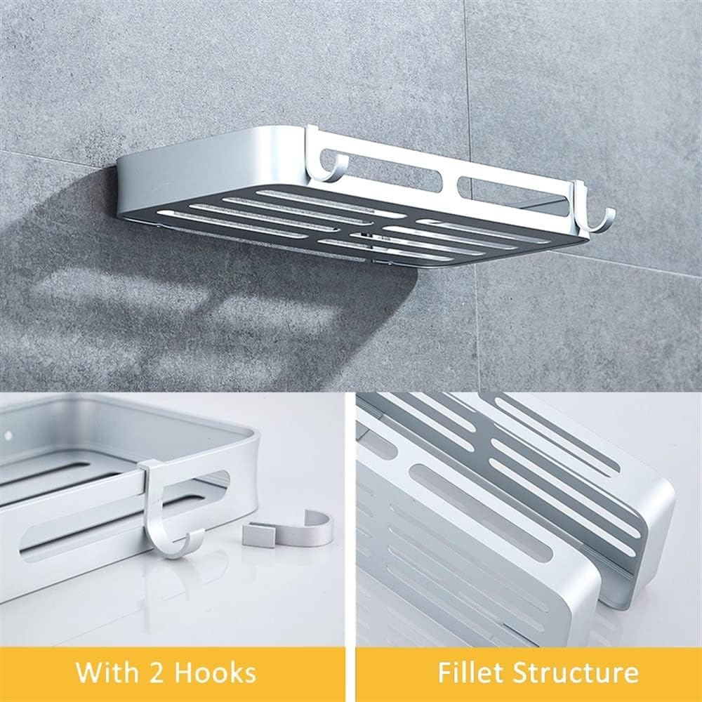 Shower Caddy Bathroom Storage Shelves, Shower Room Toiletries Organizer Rack, Wall Mount Organizer Shelf Bathroom Organizer (Color : Black, Size : 2pcs)