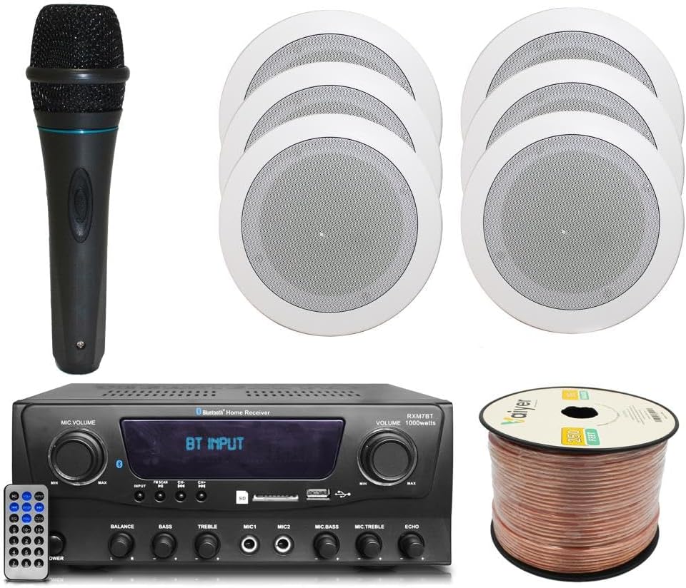 Home Theater System Kit 1000 Watts Bluetooth Receiver w/ 6 Qty 5.25