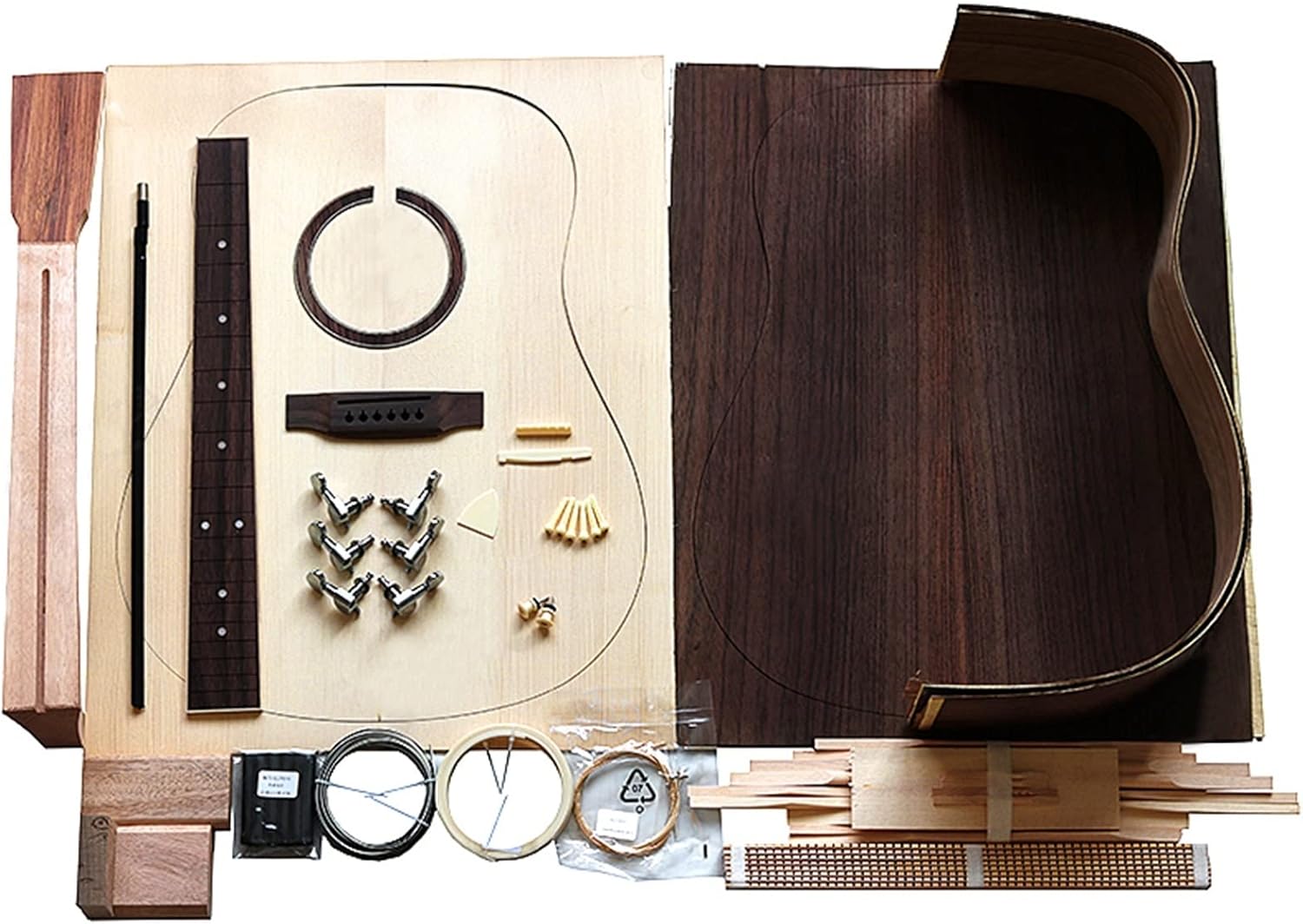 Folk Guitar Face Single Material 2A Spruce Face Single Rosewood Bottom Side Guitar Full Set of Accessories Material Combination DIY Guitar Kit