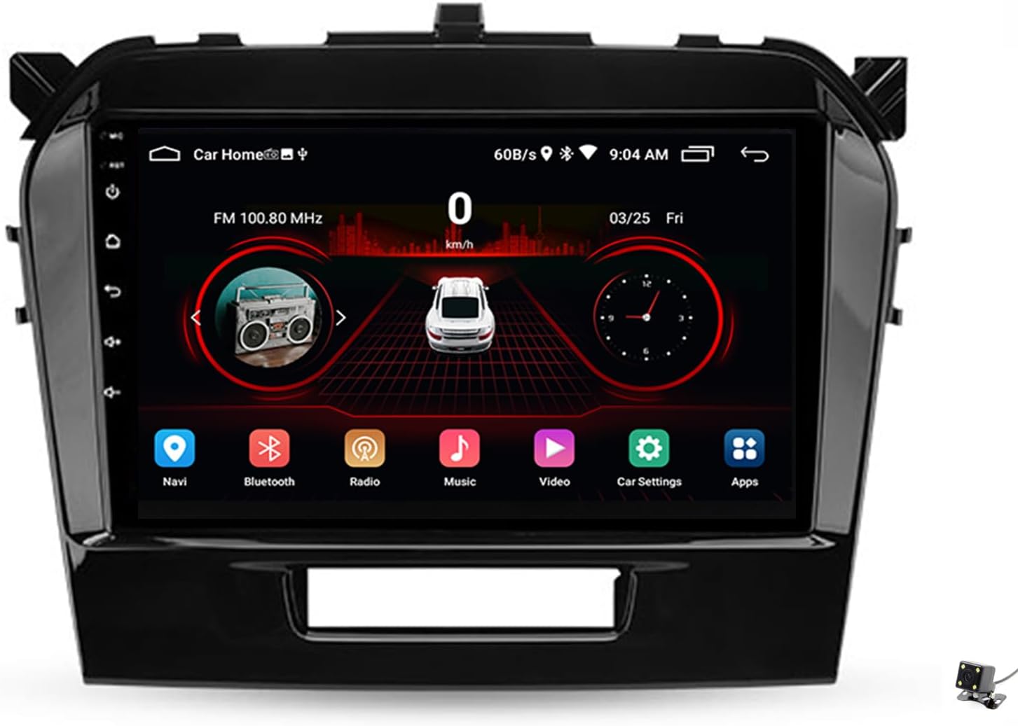 Double Din Car Stereo 9'' Touchscreen Car Radio Bluetooth Multimedia Player with Backup Camera Compatible with Wireless Car-play, Wireless Android Auto, for Suzuki Vitara 4 2014-2018