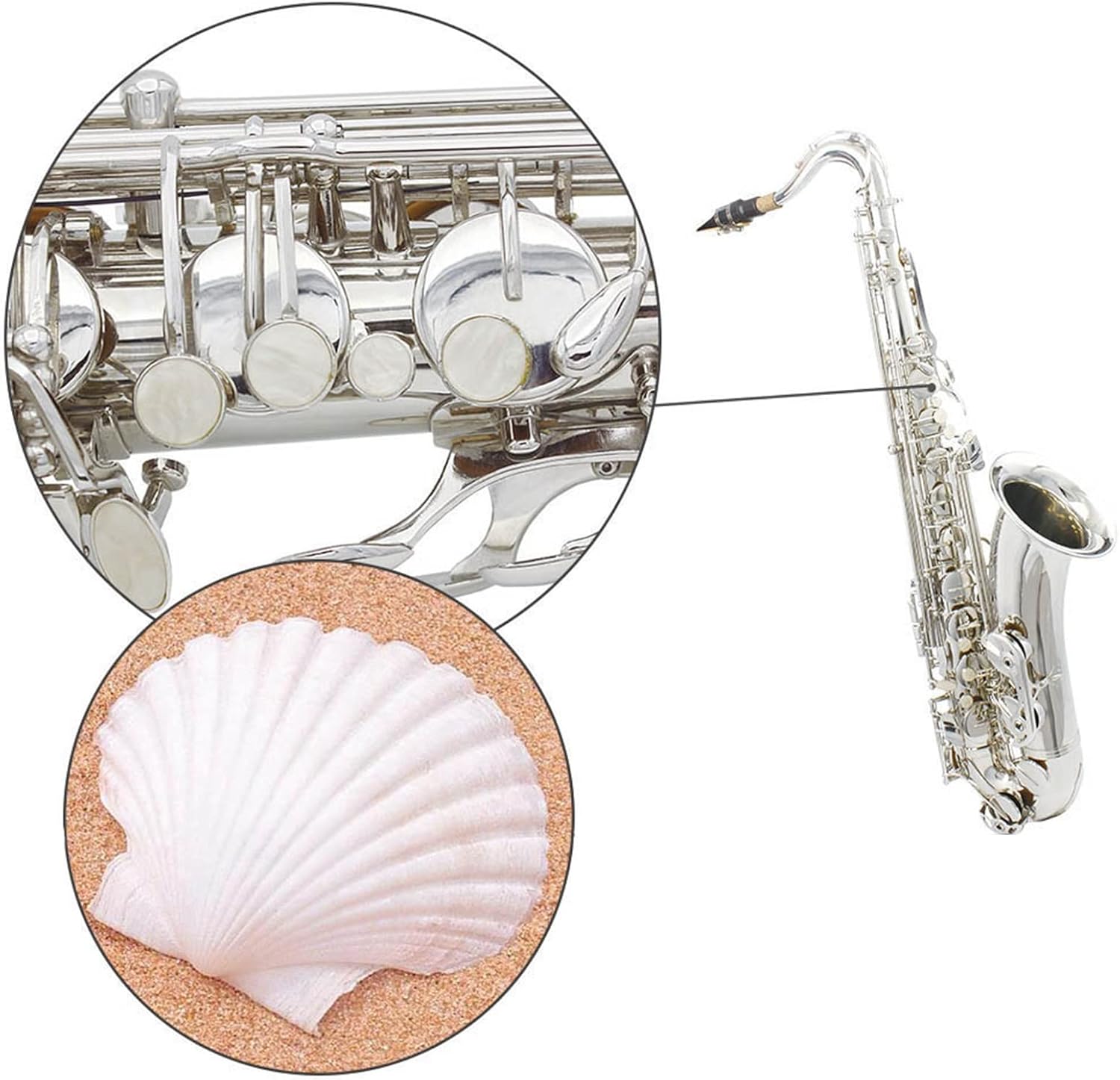 TSTS Bb Tenor Saxophone Brass Body Electrophoresis Gold Woodwind Instrument Brass Sax Full Kit (Color : Silver)