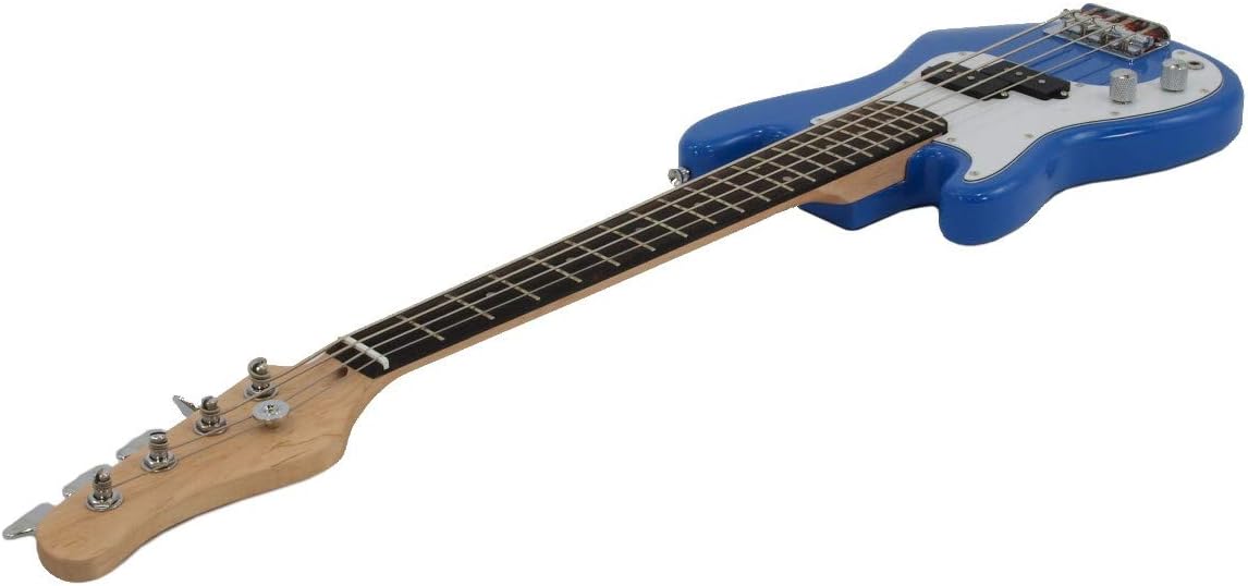 Left Handed Electric Base Guitar, Small Scale 36 Inch Children's Mini Sized 36 in Full Length, Color: Blue