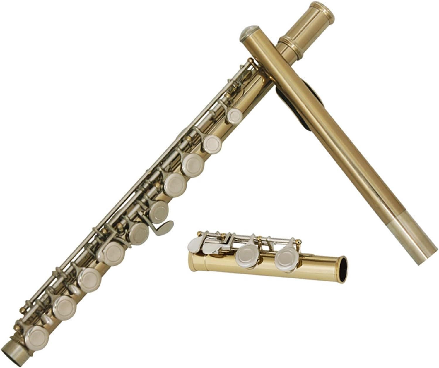 Flute Gold-Plated Silver Keys 16 Holes Flute Woodwind Instrument Closed Hole E Key Concert Flute with Box Flutes Musical Instruments (Color : Silver)