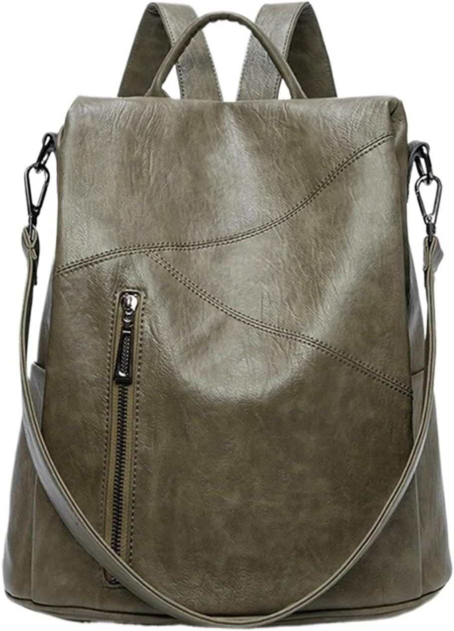 Leather Backpack Women Leather Backpacks Anti-theft Backpack Multifunction Waterproof Large Capacity School Bag(Light Green)