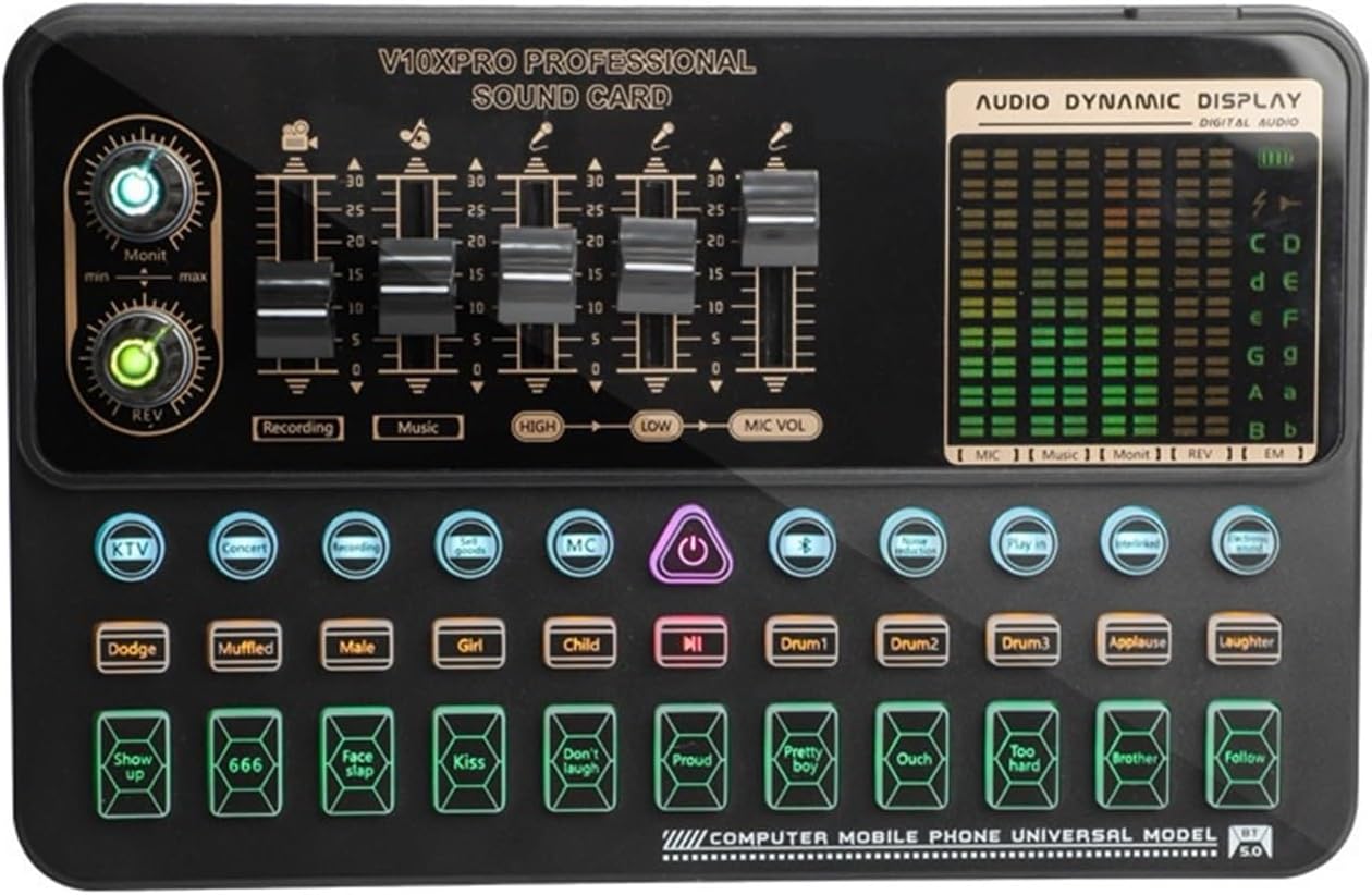 Sound Card Kit BM800 V10XPro Mixer Sound Card Studio Audio Mixer Singing Noise Reduction Microphone Voice Live Broadcast Phone Computer Record Studio Setup For Recording Music