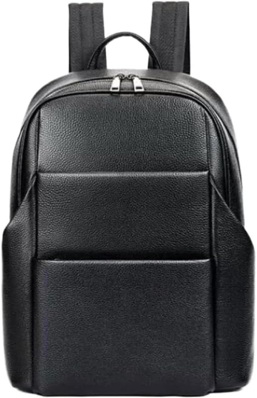 Genuine Leather Backpack Laptop Bag Business Casual Daypack Briefcase Durable Work & College Backpack Gift Box (Black)