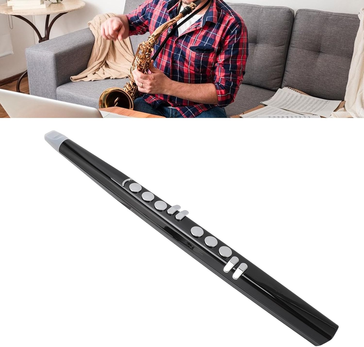 Digital Wind Instrument, Support 13 Tone Adjustable Volume MIDI Electronic Saxophone, 3 Blowing Sensitivity Mini Digital Electronic Wind Instrument for Kids Adults