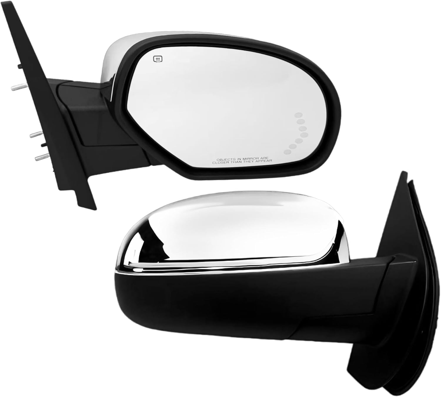 Passenger Side Mirror Compatible With 2007-2013 Chevy Avalanche Silverado Suburban Tahoe GMC Sierra Yukon With Heated Power Glass Turn Signal Puddle Light Power Folding Chrome