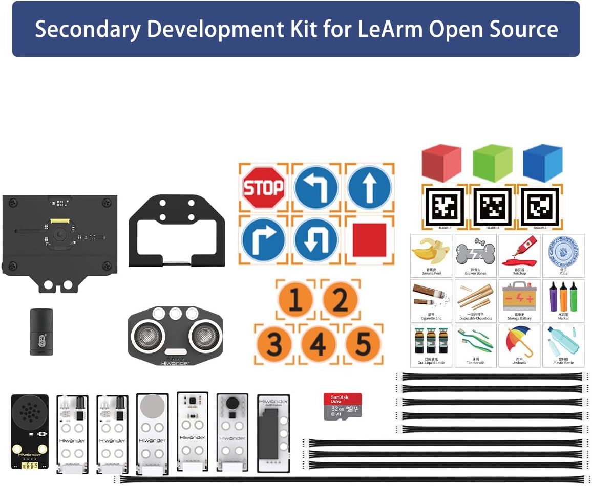 Secondary Development Kit for LeArm Open Source Upgrade, with WonderMV AI Vision, WonderEcho Voice Module, Wireless Controller, Ultrasonic/Touch/Acceleration Sensors (Not Included LeArm Robot Arm)