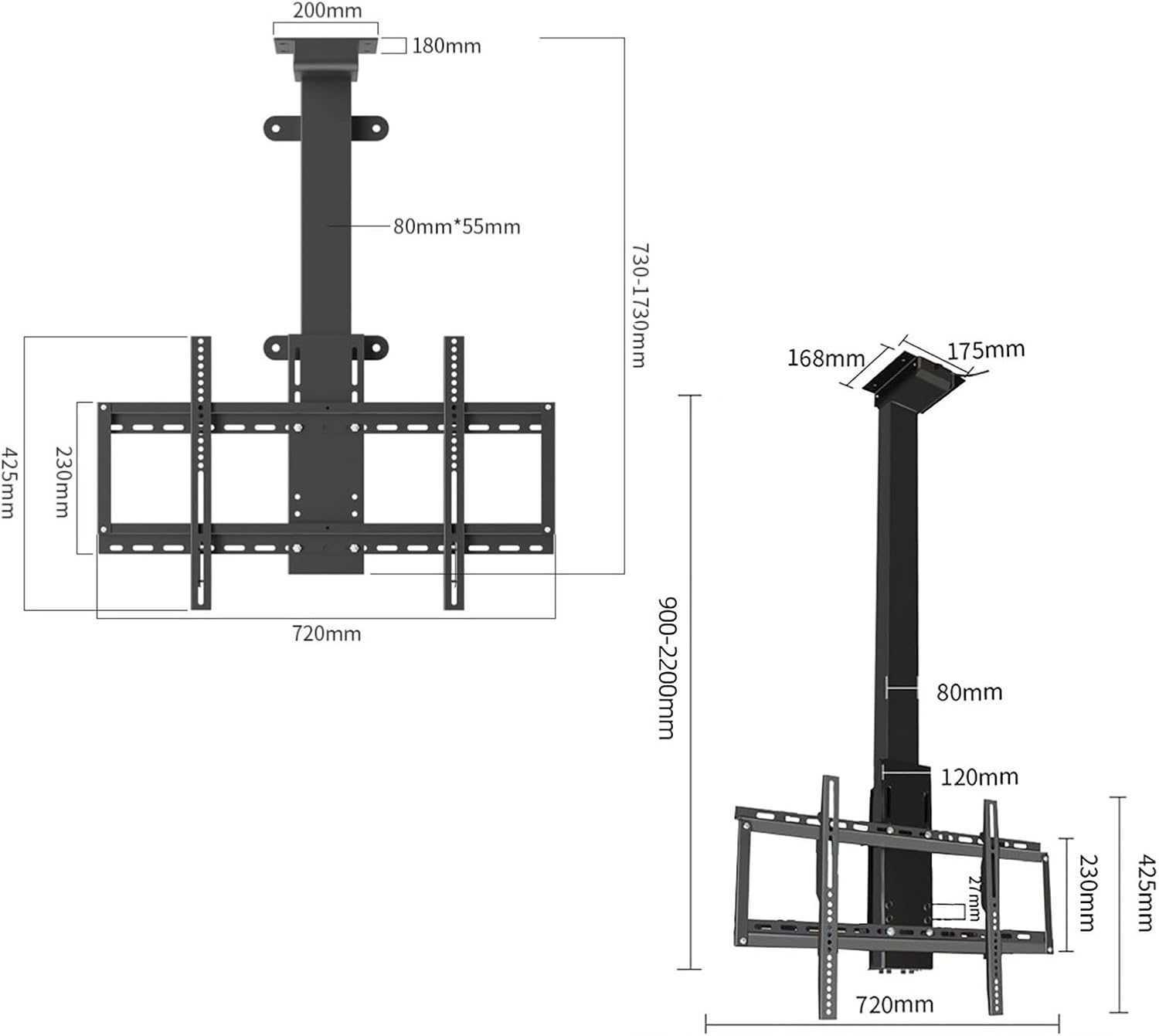 TV Wall Mount Motorized Ceiling TV Mount, Hidden Drop Down TV Lift, Fits 32-70 Inch TVs, Max VESA 600x400mm(Lifting 730-1730mm)