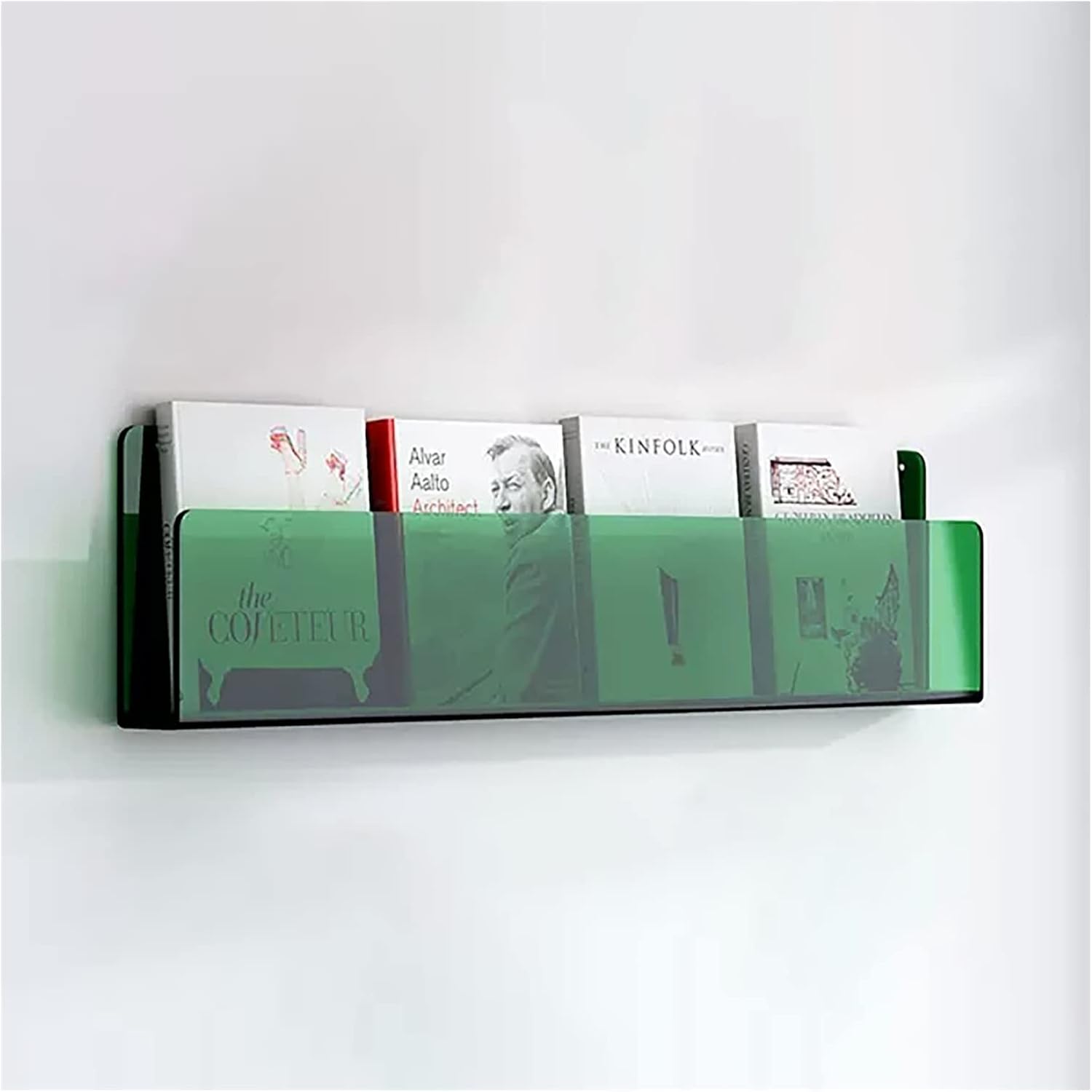 Multicolour Acrylic Shelves 24/32 inches, Floating Wall Bookshelf for Kids & Aldult, Wall Mount Bookshelf Magazine Rack (Color : Green, Size : L24xW2xH6IN)