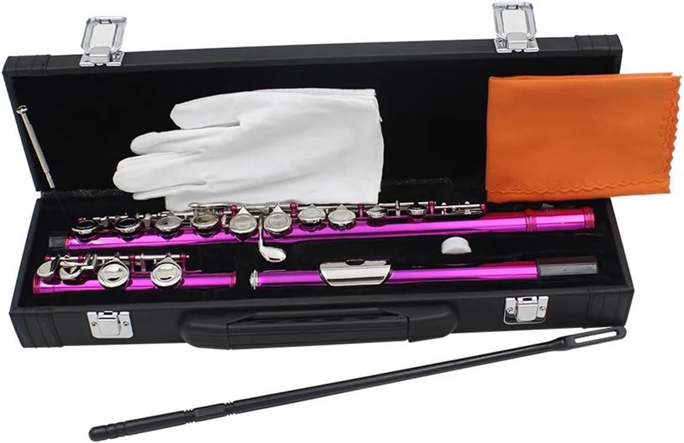 VBDEFRT Horizontal Blow 16 Hole Flute Woodwind Instrument C Brass Flute With Leather Box Musical Instrument Accessories