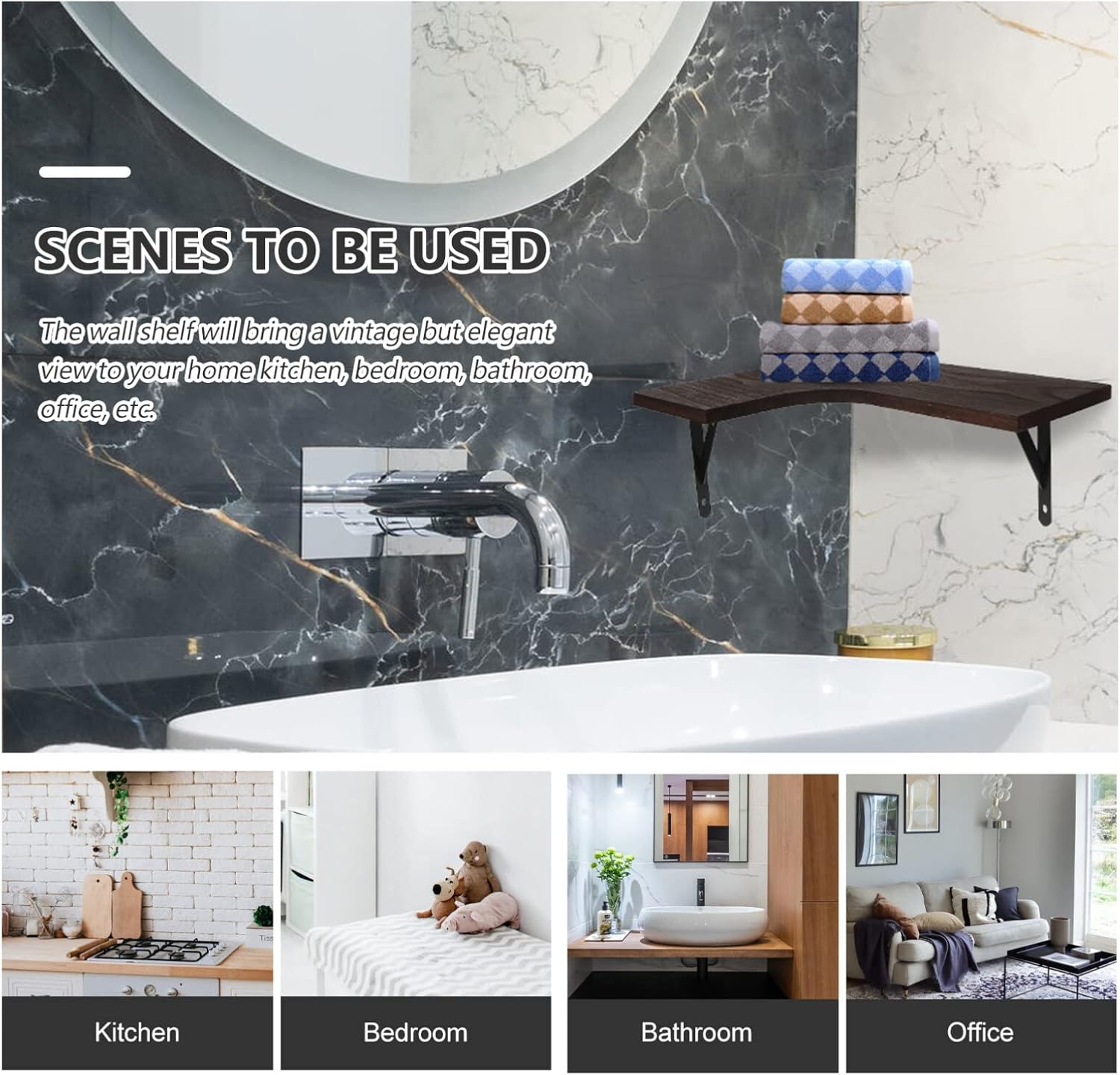 STOBAZA Toilet Storage Rack Sundries Organizing Shelf Wall Mounted Shelves Vintage Design