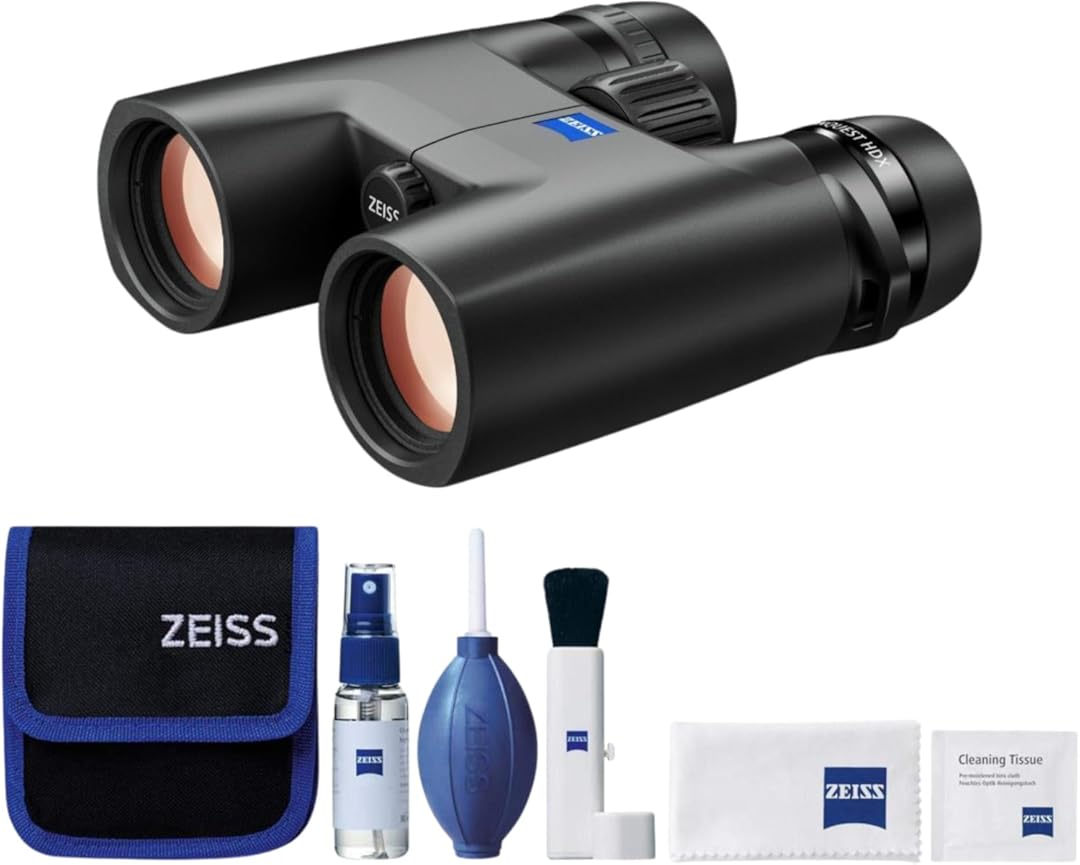 ZEISS Conquest HDX 8x32 90 Percent Light Transmission and Rugged Design Binocular (Black) with Lens Cleaning Kit Bundle (6 Items)