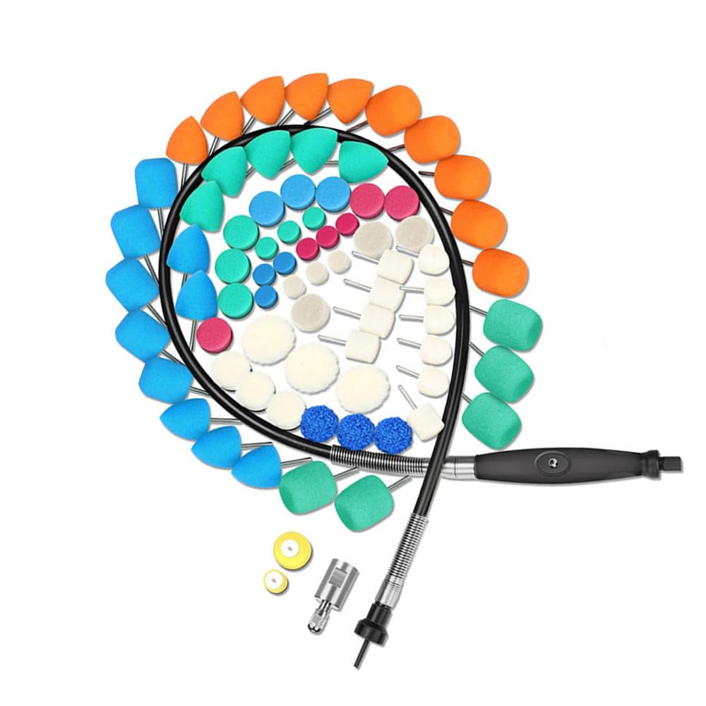 SagaSave Mini Buffing Polishing Pads Kit Car Detail Mini Polisher Foam Pads with Flexible Shaft and Thread Adapter for Car Headlights, Fog Lights, Brake Lights, Emblems