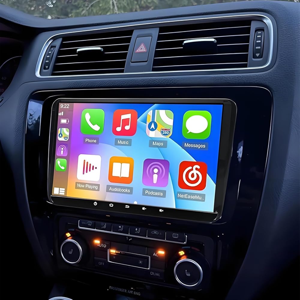 PHEZEN 9 inch Touchscreen Car Stereo Fit for VW Jetta 2010-2015, Android 13 Double Din Car Radio with Carplay & Android Auto in-Dash Navigation BT Mirror Link WiFi Backup Camera 2+32G