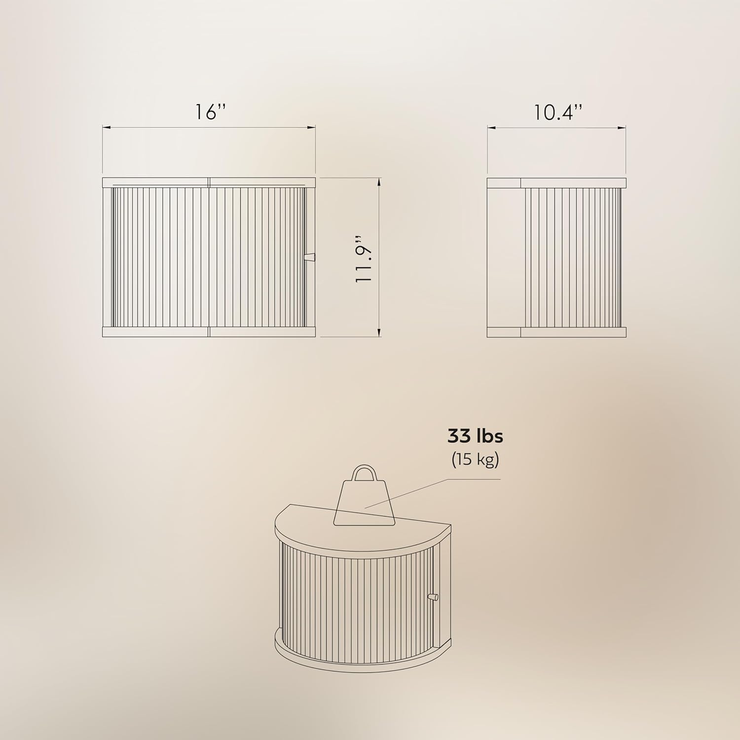 WERMO 16'' Floating Nightstand with Storage and Sliding Door - Floating Side Table for Living Room, Bedroom and Office. Mid Century Modern Nightstand Wood, Bedside Shelf Wall Mount (Walnut)
