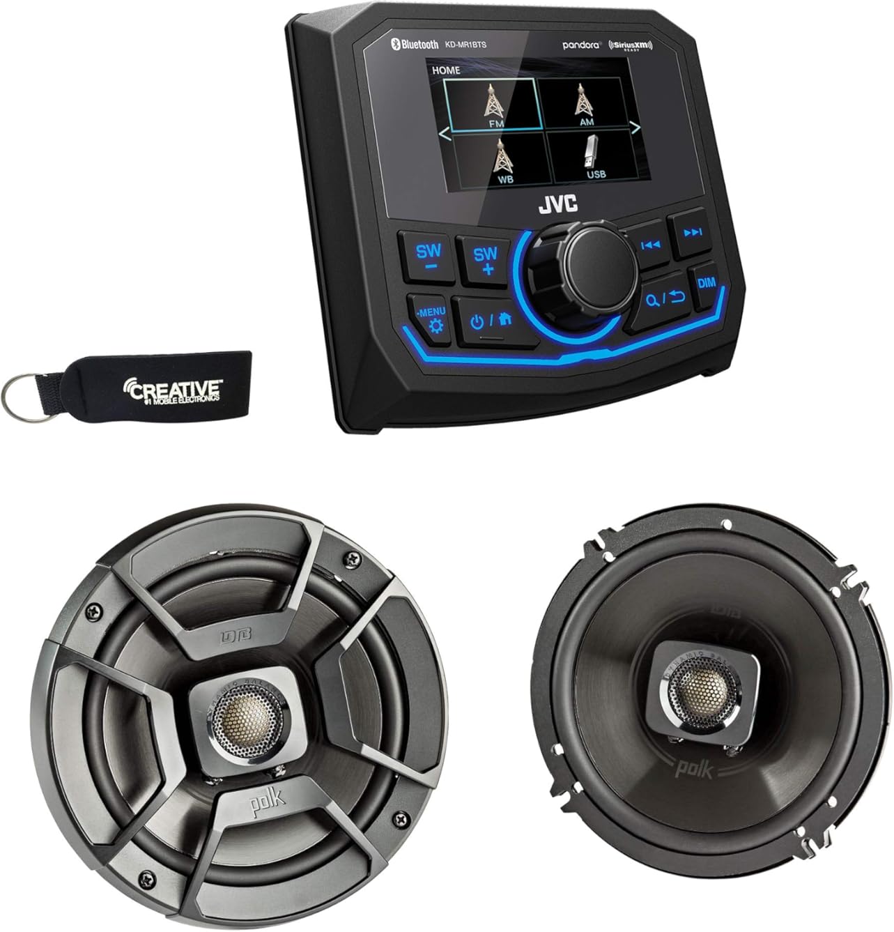 JVC KD-MR1BTS Bluetooth Marine Receiver w/A Pair of Polk DB652 6.5