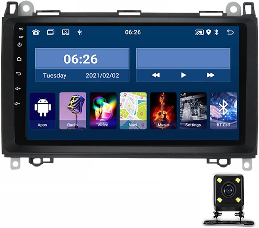 Double Din Car Stereo, 9 Inch Touch Screen, Compatible with Carplay and Android Auto, Car Stereo with Bluetooth, for Mercedes Benz B200 Sprinter W906 W245 W169 Viano Vito W639,1g+16g