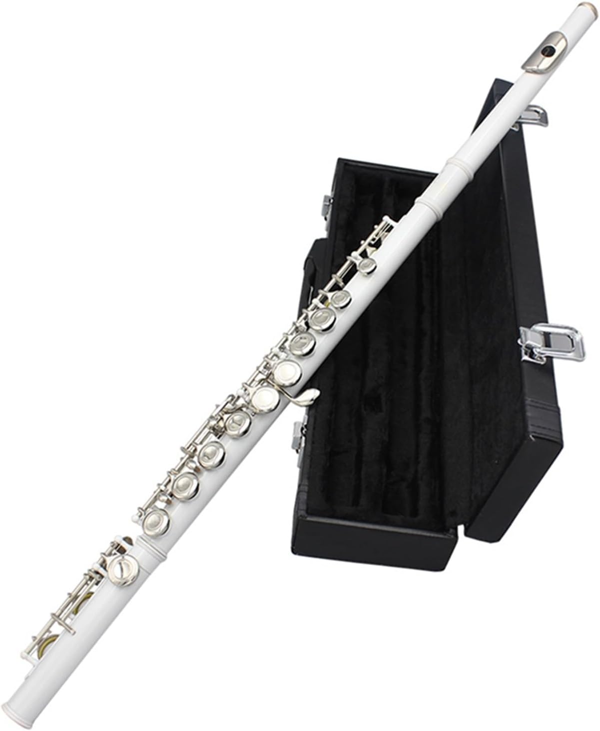 Flute White 16 Holes C Tone Flute with E Key Woodwind Instrument Closed Key Cupronickel Tube Flute with Box Flutes Musical Instruments