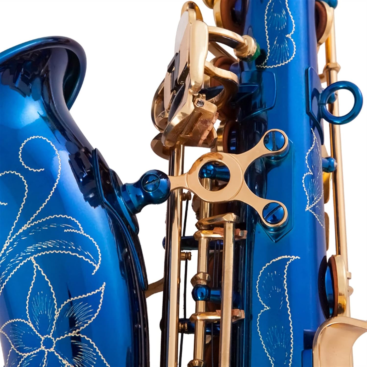 Saxophone Set Brass Golden Carve Pattern Bb Bend Althorn Saxophone Pearl White Shell Buttons Wind Instrument Student Saxophone