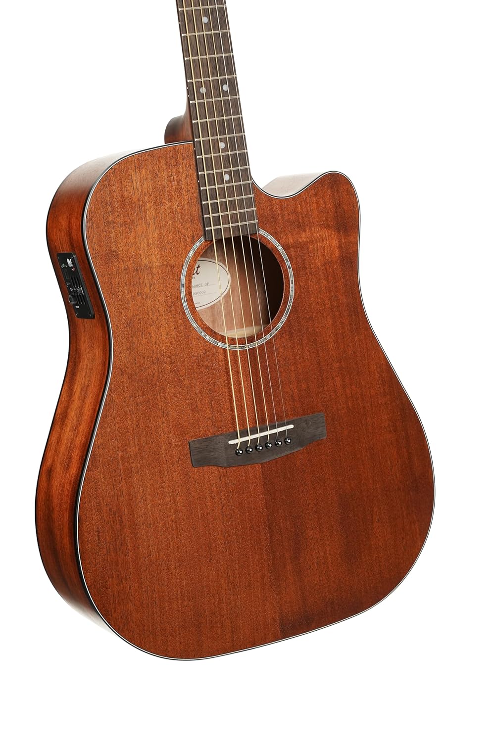 Cort EARTH60MCEOP Earth 60 Mahogany Solid Dreadnought Acoustic Electric Guitar, Open Pore