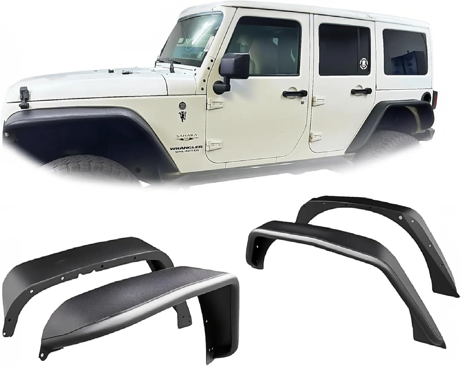 ATruck Off-Road Heavy Duty Steel Fender Flares for Jeep Wrangler 2007-2018 JK & JKU 2/4 Doors - Easy Installation, Solid, Anti-Corrosion, Front & Rear Fenders, Mud Guards, Outdoor Adventures, 4 PCS