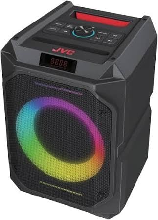 JVC SP-PA200BT Wireless Bluetooth Party Speaker – 6.5” Woofer & Dual 2” Tweeter, 45W Dynamic Sound, 4-Hr Battery, IPX5 Water-Resistant, LED Music Lights, TWS Stereo Pairing, Mic, Aux & USB-C Inputs