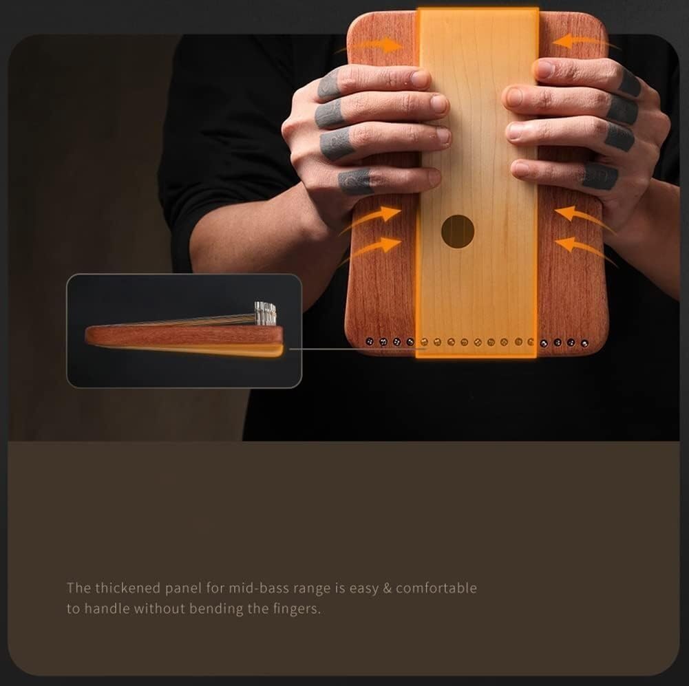 17 Strings Lyre Harp, Portable Fingerplay Lyre Harp with Tuning Wrench,Strings and Burlap Bag, Wooden Musical Instrument (Color:Black,Walnut)(Rosewood+maple)