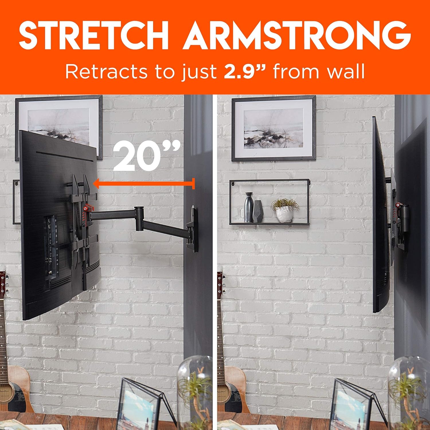 ECHOGEAR Swivel Full Motion TV Wall Mount & in-Wall Cable Management Kit - for TVs Up to 60