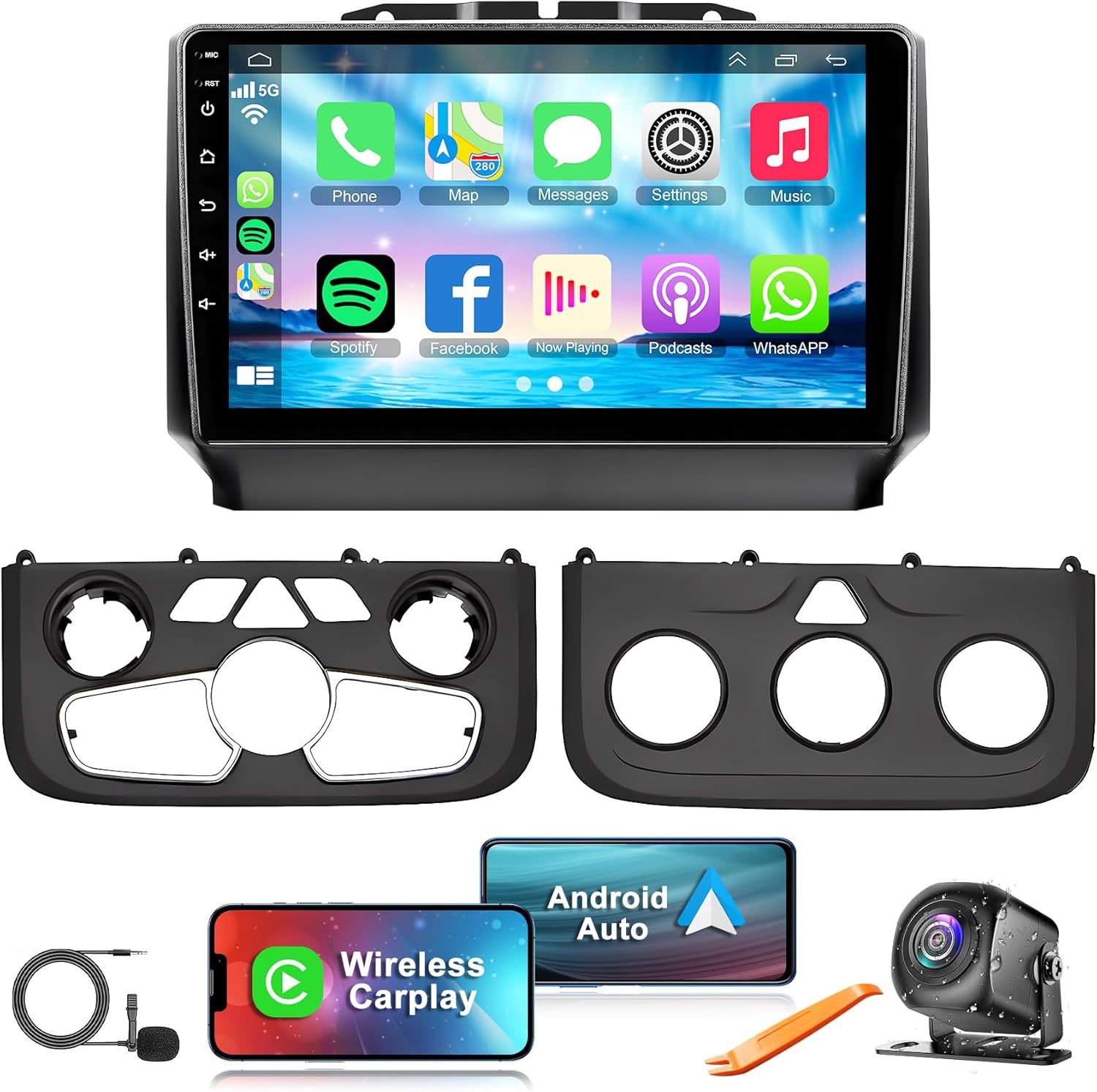 4G+64G Android 13 Car Radio for Dodge RAM 1500/2500/3500 2013-2018(Manual and Auto AC), 9 Inch IPS Touch Screen Car Stereo with Wireless Carplay&Android Auto,GPS, WiFi, Bluetooth,FM,DSP