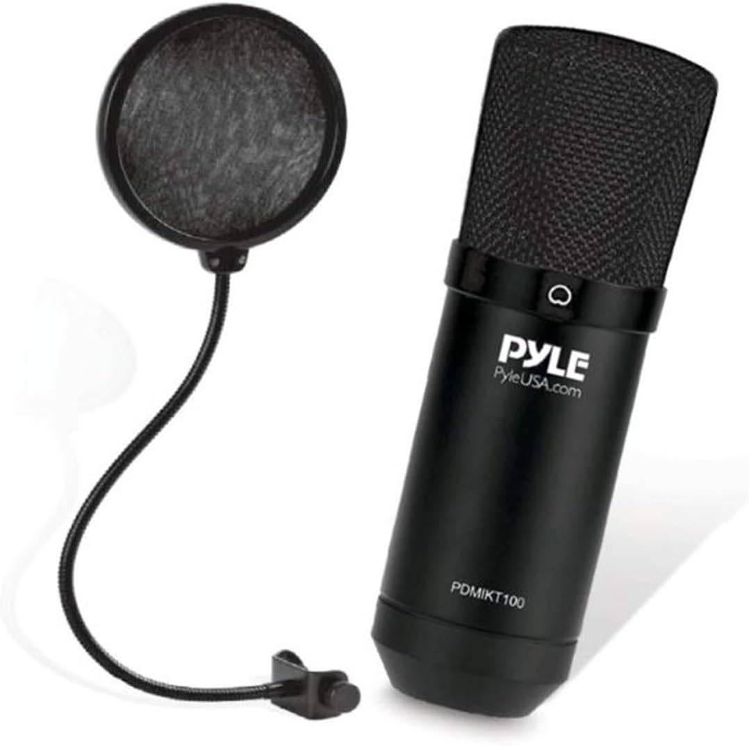 Pyle USB Microphone Kit, Cardioid Condenser Mic with Desktop Stand, Ideal for Gaming, Streaming, Podcasting, Studio, YouTube, Works with Windows, Mac, Linux - PDT100