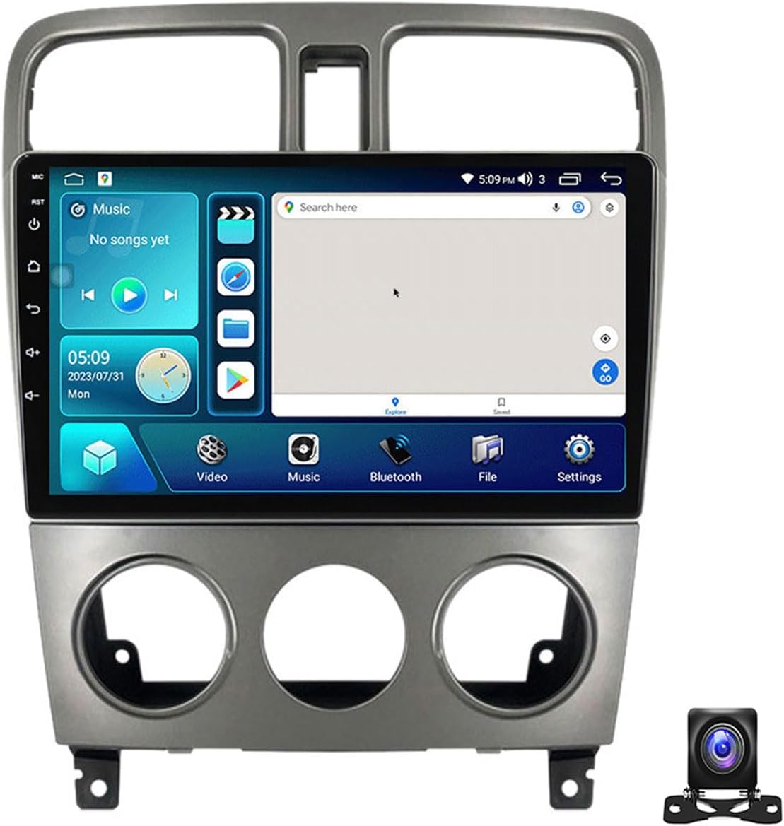 Double Din Car Stereo Bluetooth MP5 Player with Carplay/Auto, 9 Inch Touchscreen Radio Receiver with AHD Backup Camera, for Subaru Forester 2004~2008 Support 4G/SWC/DSP,4 core m150s 2g+32g