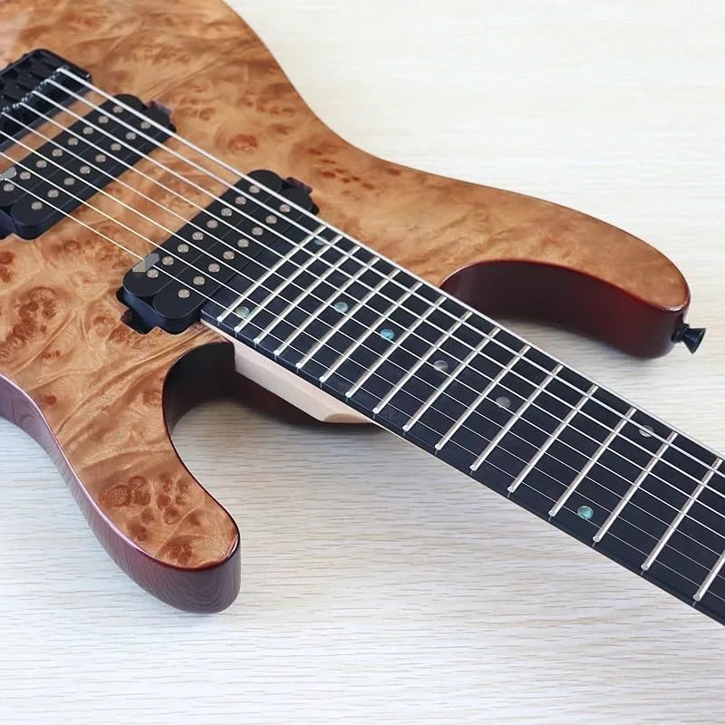 8-String Electric Guitar, 39-Inch Full Size, Natural High Gloss Finish, Tree Burl Top,24-Fret(M1)