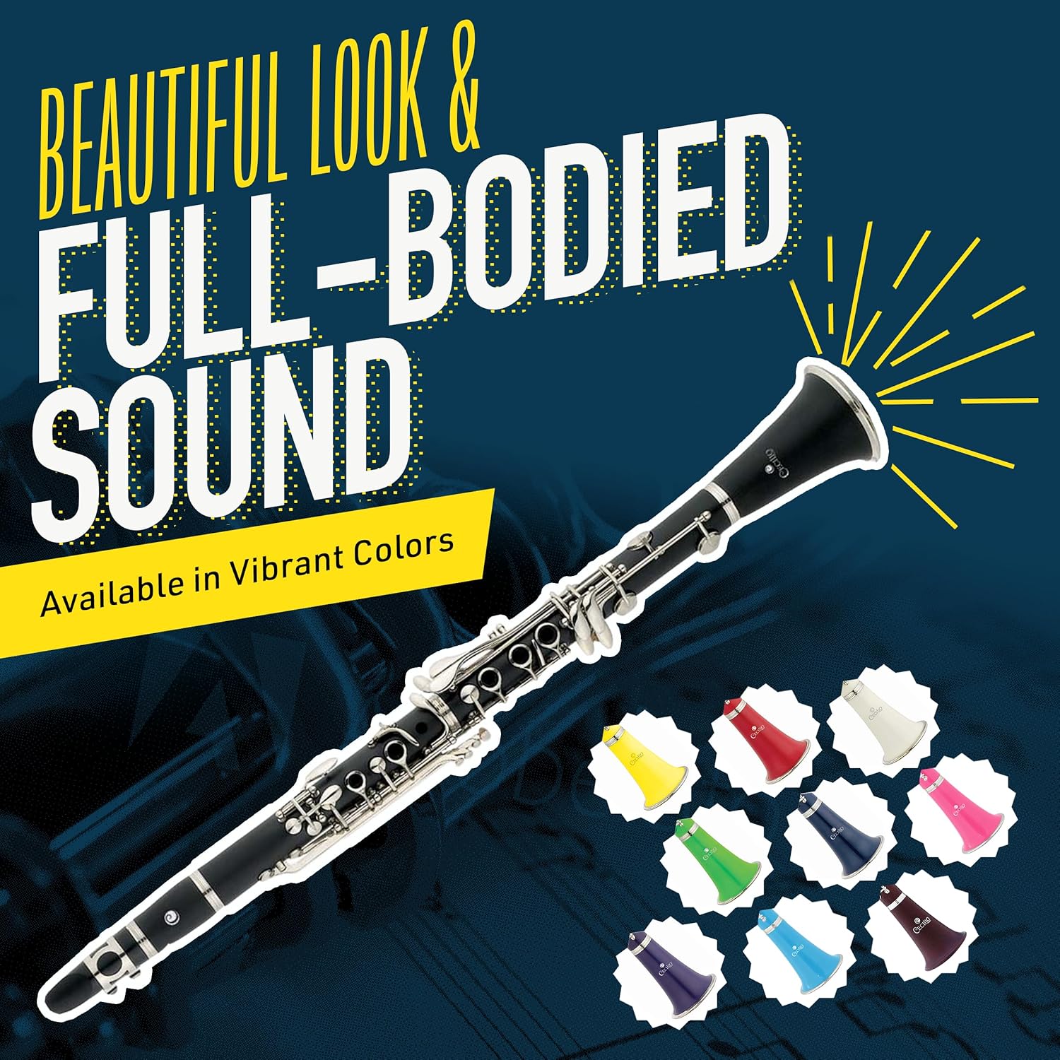 Mendini by Cecilio B Flat Clarinet for Beginner, Ebonite Bb Clarinet with 2 Replaceable Barrels, 10 Reeds, Stand, Pocketbook, Mouthpiece, Hard Case, Gloves (Black)