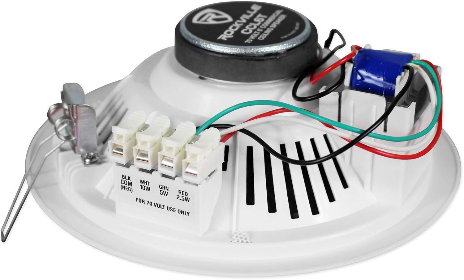 Rockville CCL6T Bundle: (4) White 6 in 70V Commercial Ceiling Speakers for Restaurant or Office, RCS80-1 60 Watt Bluetooth Amplifier, CH-MIC70 Gooseneck Paging Microphone with Chimes, 6-Items