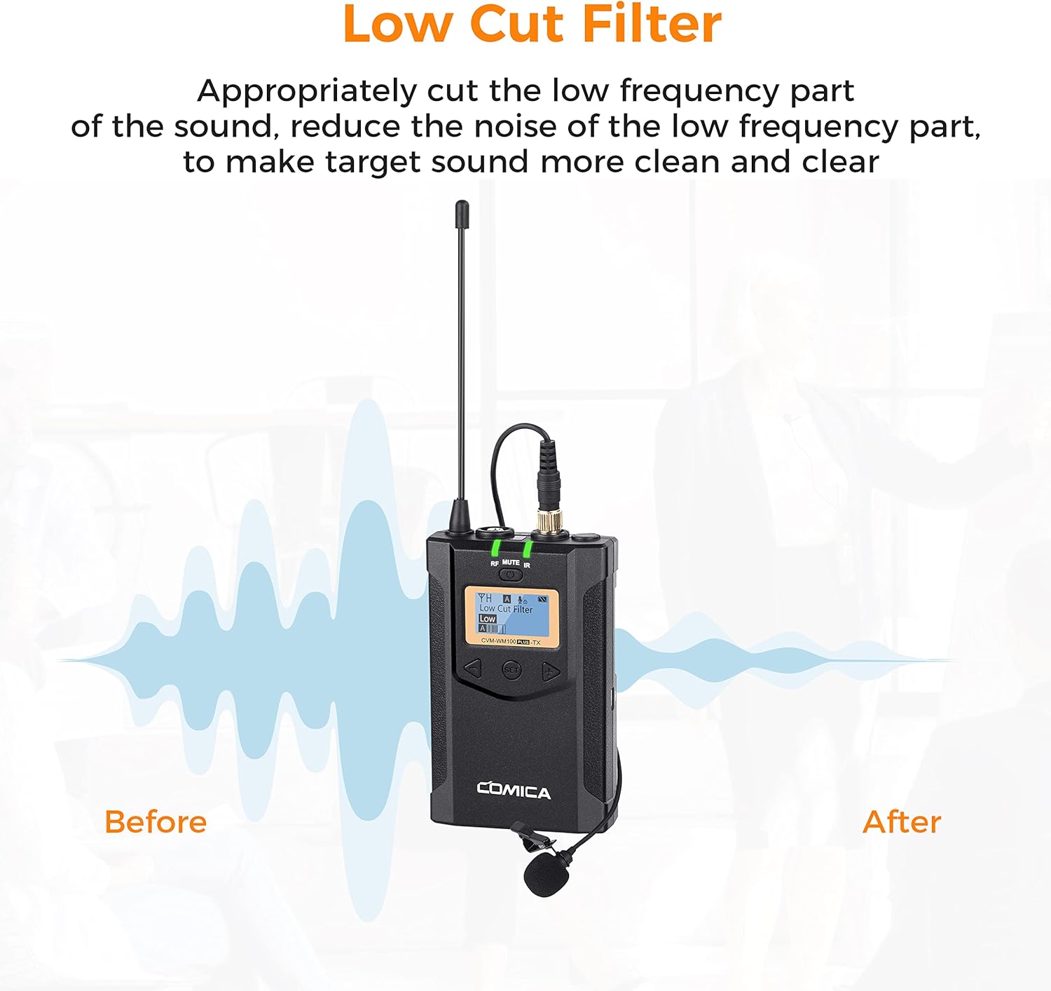 Wireless Lavalier Microphone, with Carrying Bag,Comica CVM-WM100 PLUS UHF 48 Channels Dual Lapel Microphone System for DSLR Cameras, XLR Camcorder, Phone, Lav Mic for Interview Youtube Video Shotting