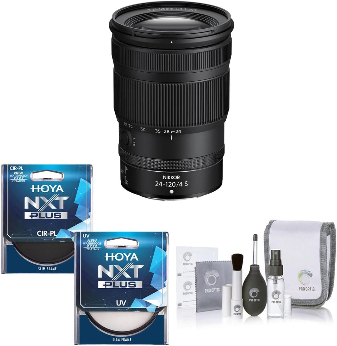 Nikon NIKKOR Z 24-120mm f/4 S Lens, Bundle with Hoya NXT Plus 77mm UV+CPL Filter Kit, Cleaning Kit