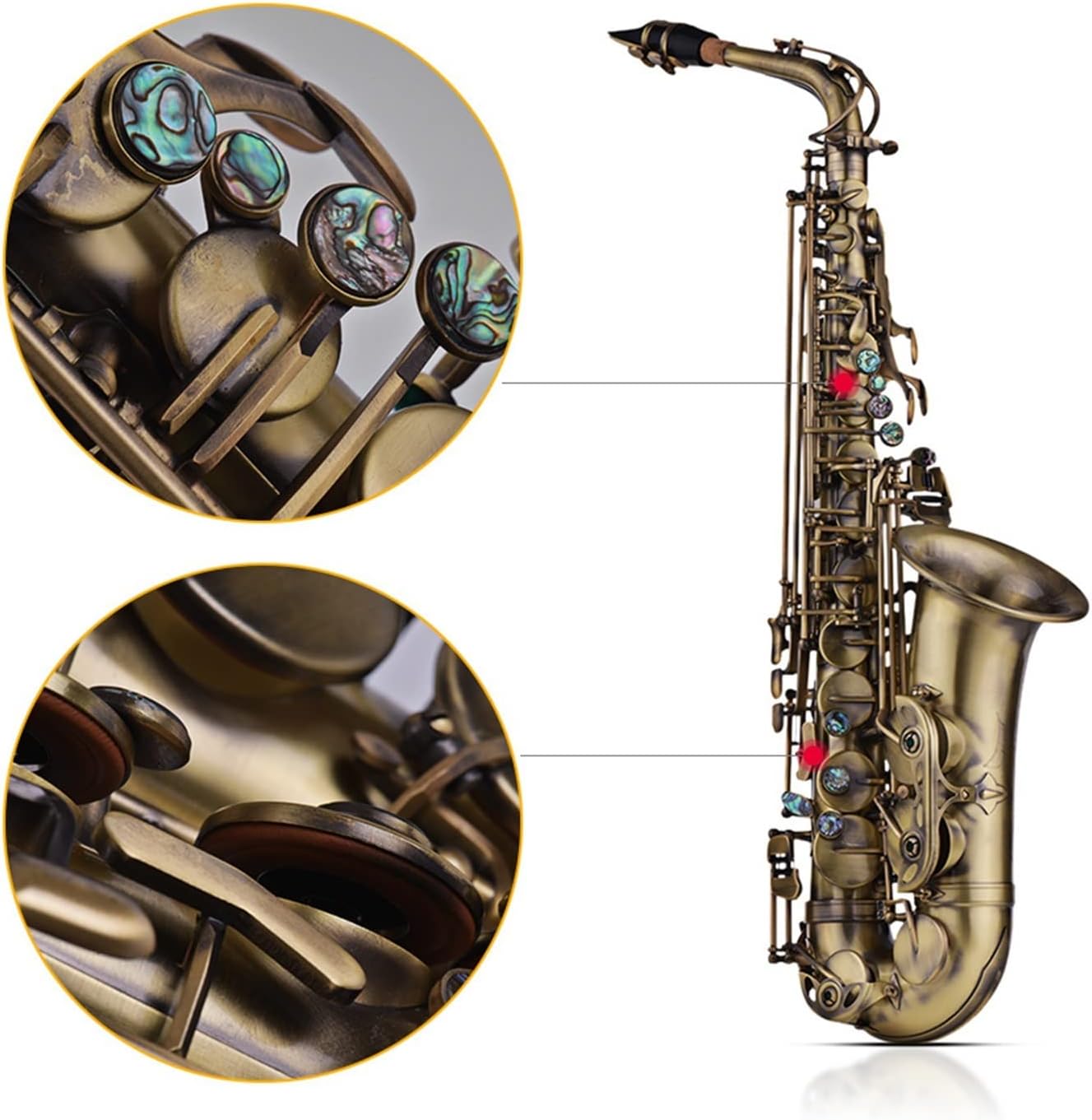 EB E-Flat Alto Saxophone Shell Key Carve Pattern Woodwind Instrument