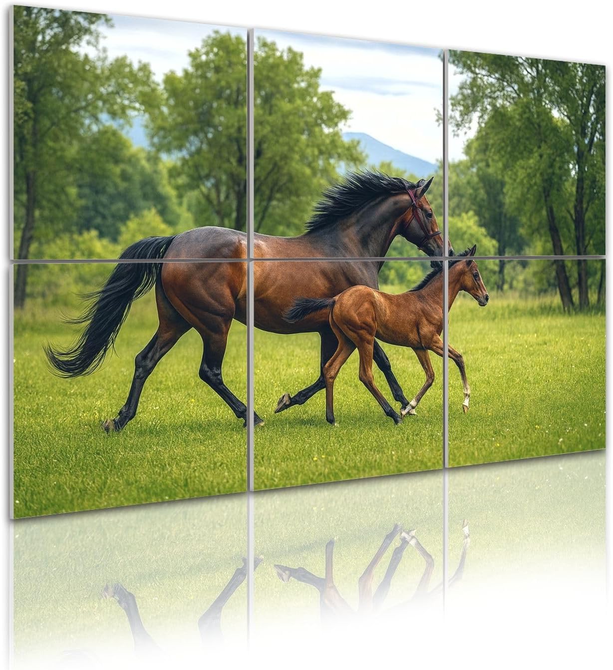 6 Pack Art Acoustic Panels Self Adhesive horse foal Decorative Soundproof Wall Panels Sound Absorbing Panel 48