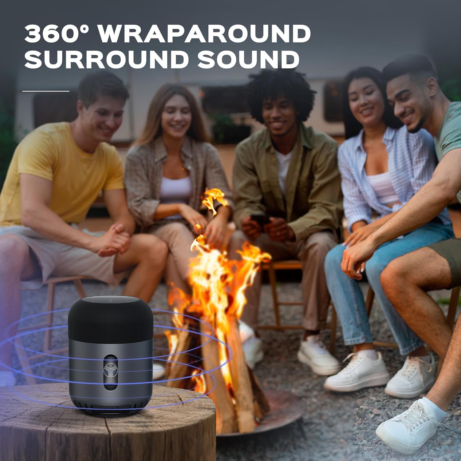 TREBLAB HD-360 Pro - Ultra High-Tech Bluetooth Speaker with 360° Surround Sound, 90W High-Powered 5-Driver System w/Subwoofer & 8 Bass Radiators, Portable Wireless Speaker for Home, Party, Outdoor