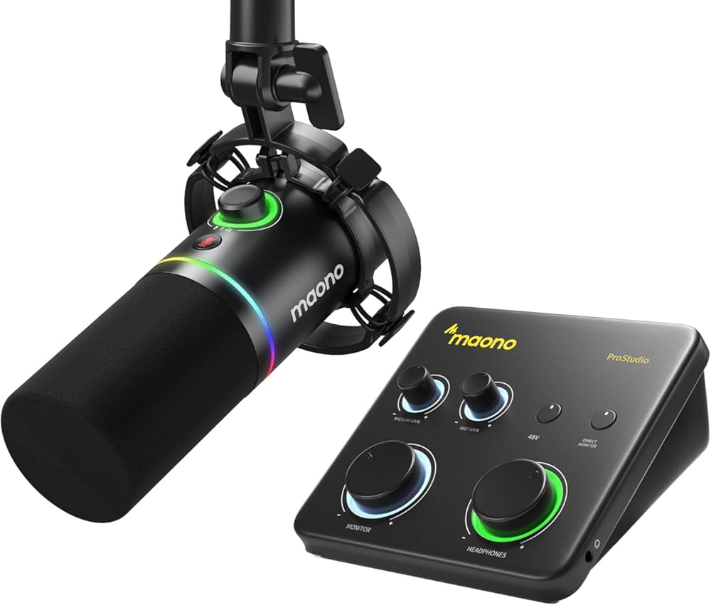 MAONO USB Audio Interface for PC & XLR Dynamic Microphone: Interface with XLR Input 24-bit/192kHz Routing Software Loopback for Recording Music, Guitar, Podcast, Streaming