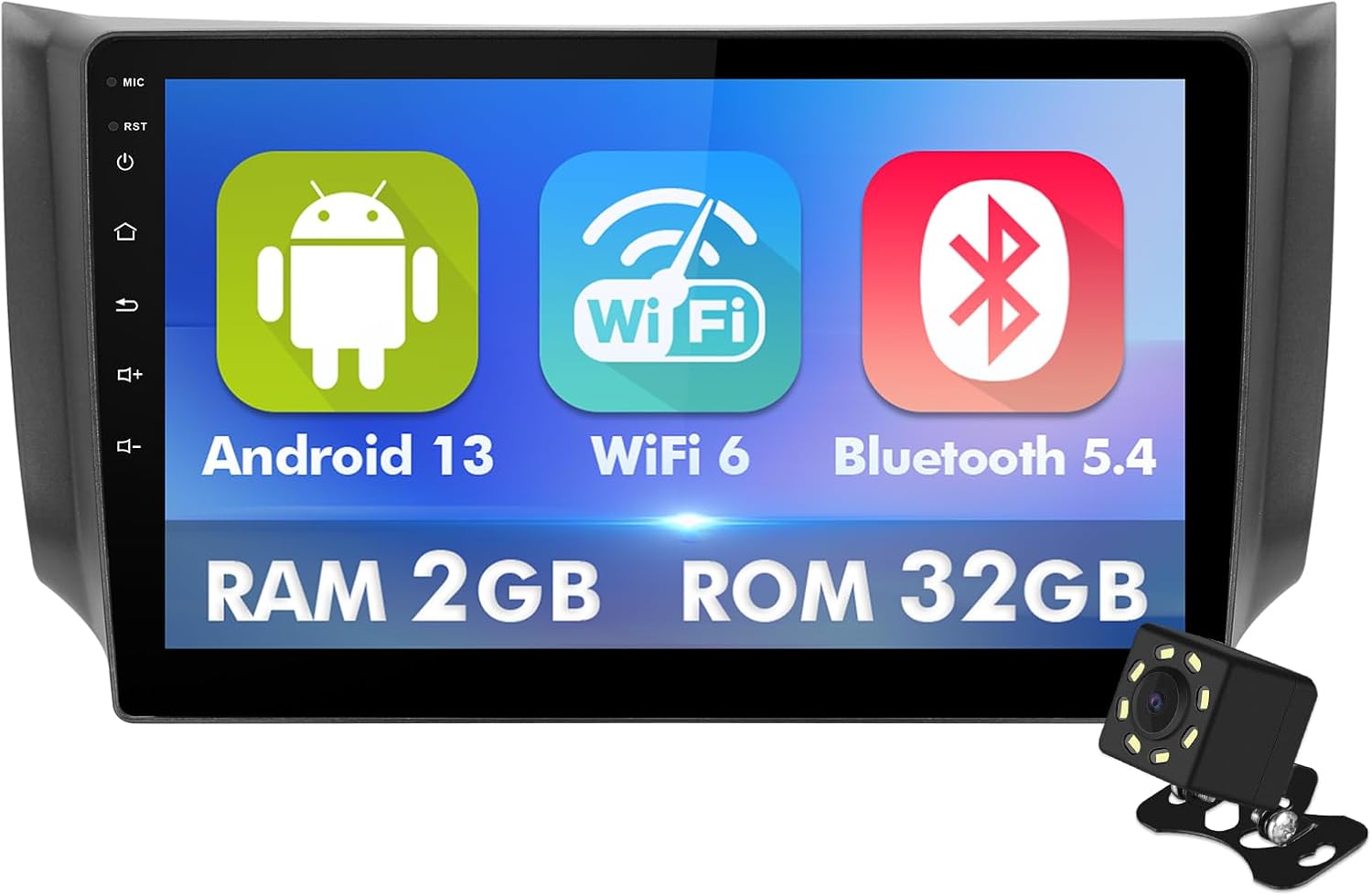 10.1 Inch IPS Touchscreen Android 13 Car Stereo for Nissan Sentra 2013-2017 with Wireless CarPlay & Android Auto 2+32GB Car Radio, Support GPS, WiFi 6, Bluetooth,5.4, Backup Camera, SWC, Dual USB