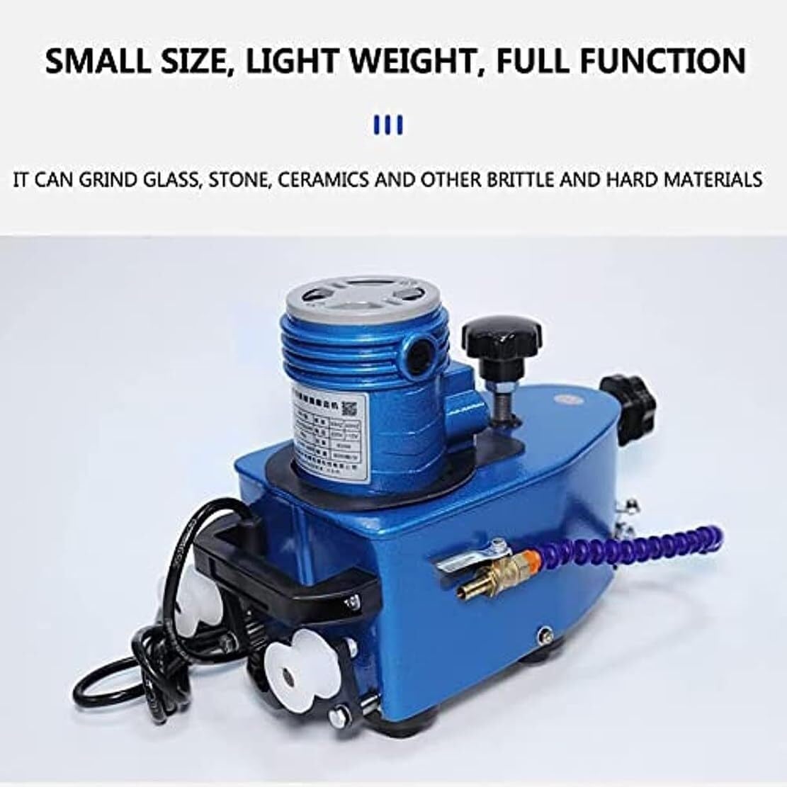 Portable Small Glass Edger, Electric Glass Edging Machine, DIY Diamond Glass Art Corner Grinding Edging Machine, Polish Edge Machine for Plane,Curve, Rounded Corner (Color : Blue)