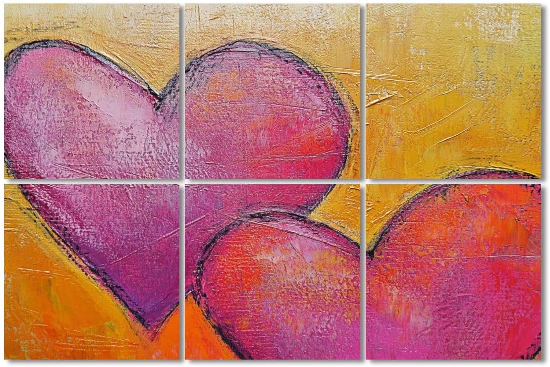 6 Pack Art Acoustic Panels Sound Absorbing Abstract Colorful Textural Heart Pink Orange Textured Surface Bold Decorative Soundproof Wall Panels Self Adhesive for Recording Studios Office 72