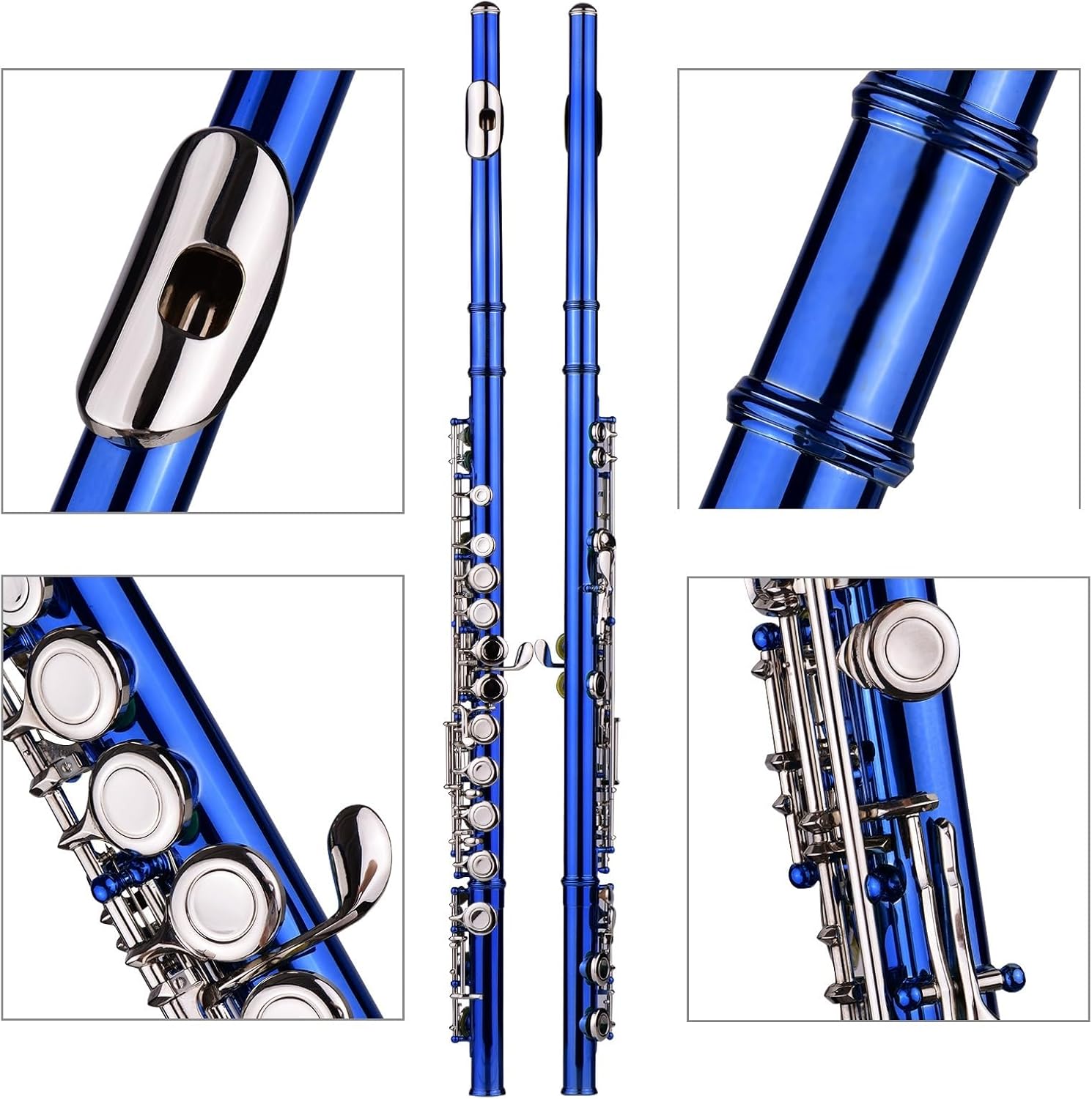 Flute Closed Hole C Flute 16 Keys Wind Instrument with Carry Case Flute Stand Flutes Musical Instruments