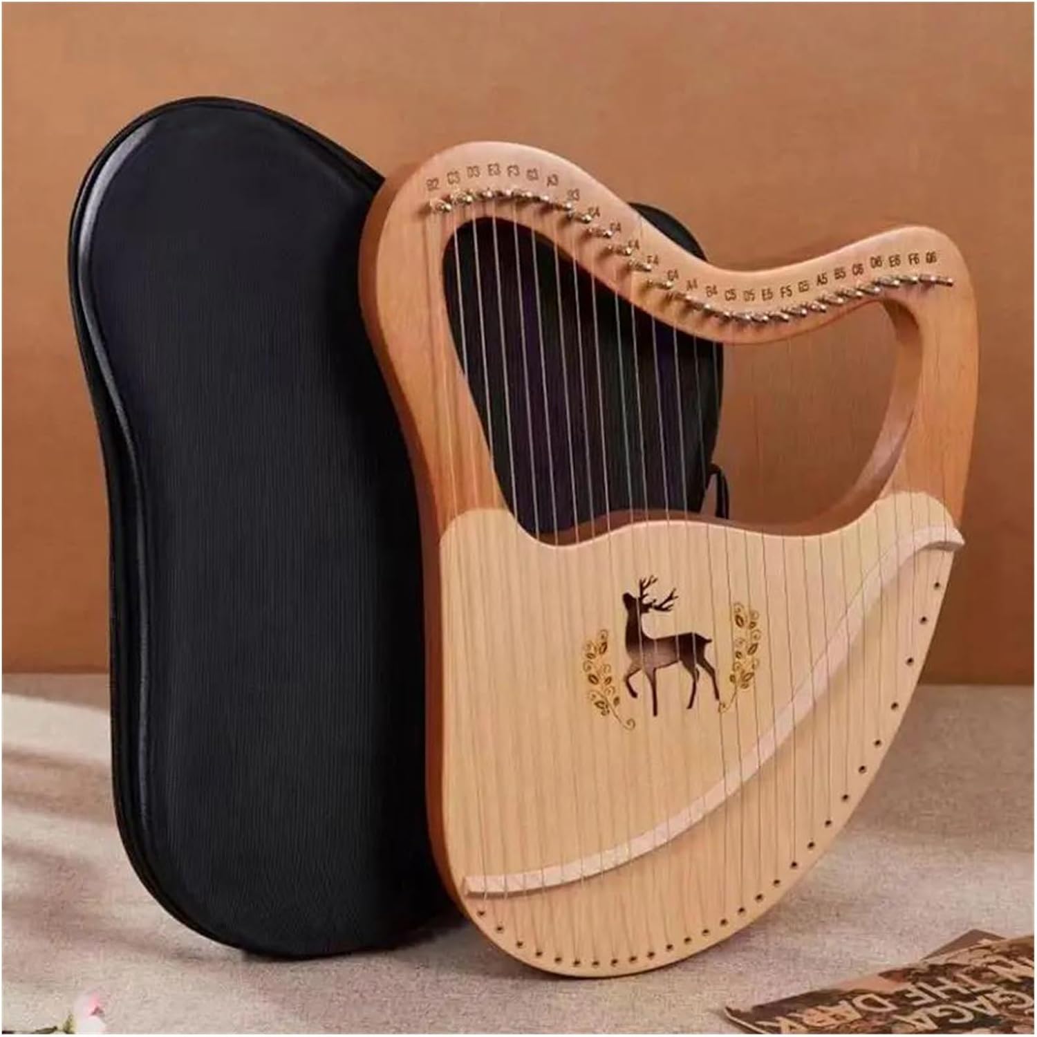 Lyre Harp Set 21/24/27/32 Strings Lyre Harp Wooden Gift Beginner With Parts(24)