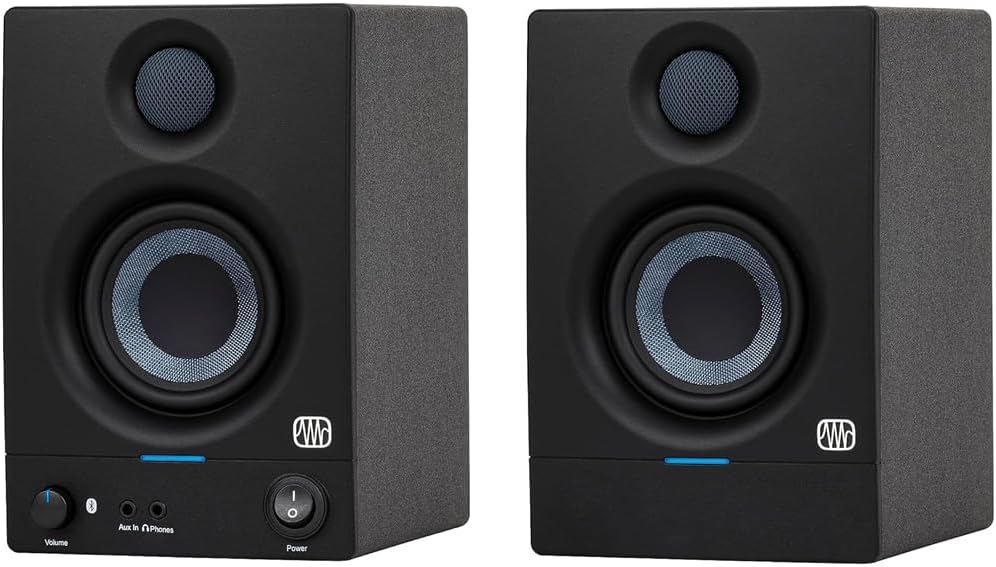 PreSonus Eris 3.5BT Gen 2 Powered 3.5-Inch 50W Bluetooth Power Desktop Speakers Bundle with Pair of Auray IP-S Small Isolation Pad and 1/4