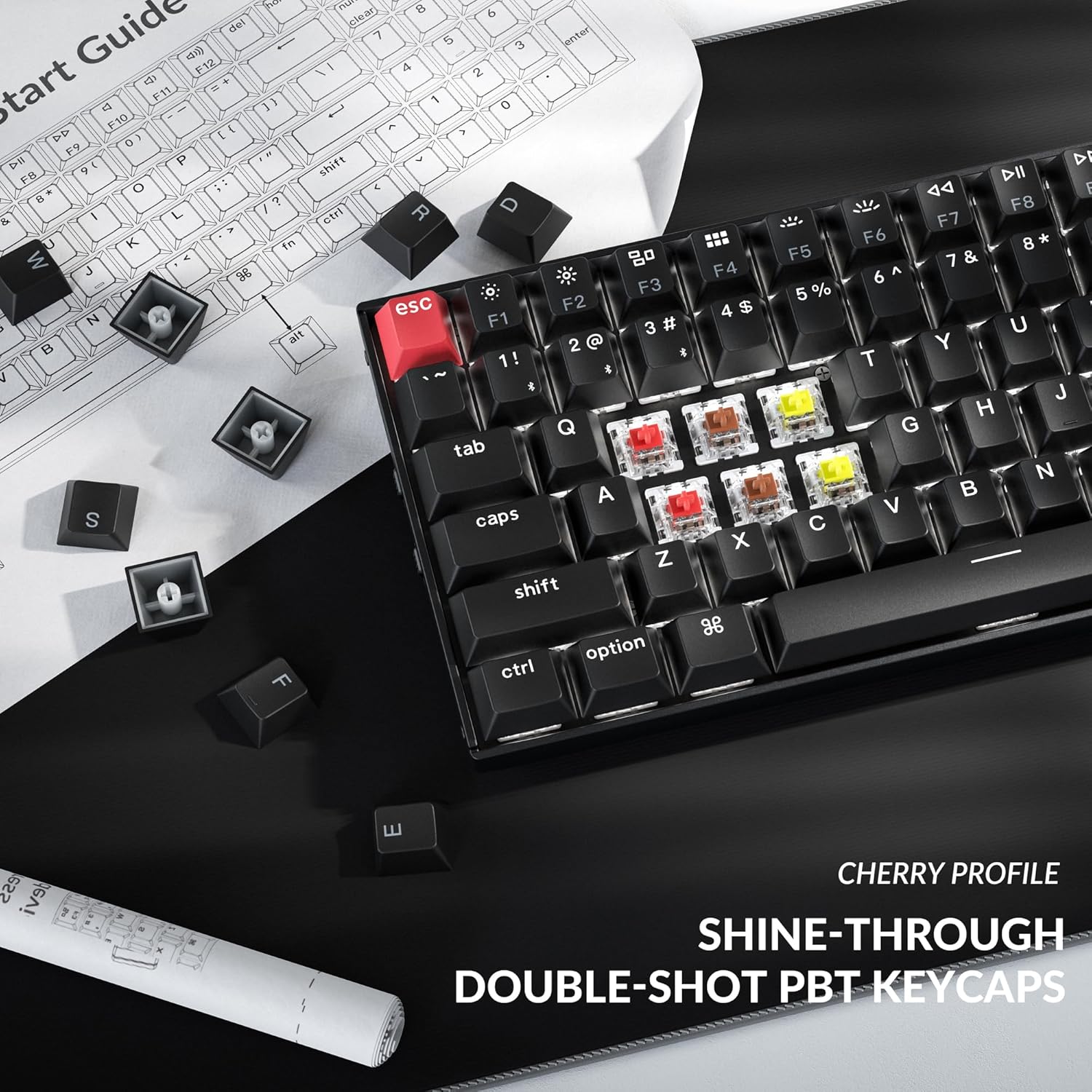 Keychron K4 96% Layout QMK Wireless and Wired Options Mechanical Keyboard Super Brown Switch, Paired with Shine-Through Double-Shot PBT Keycaps for Mac Windows-Version 3